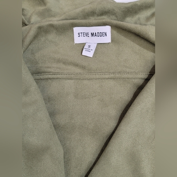 Steve Madden Drape Open Front Faux Suede Sage Green Women's Jacket Size Small - Picture 5 of 13